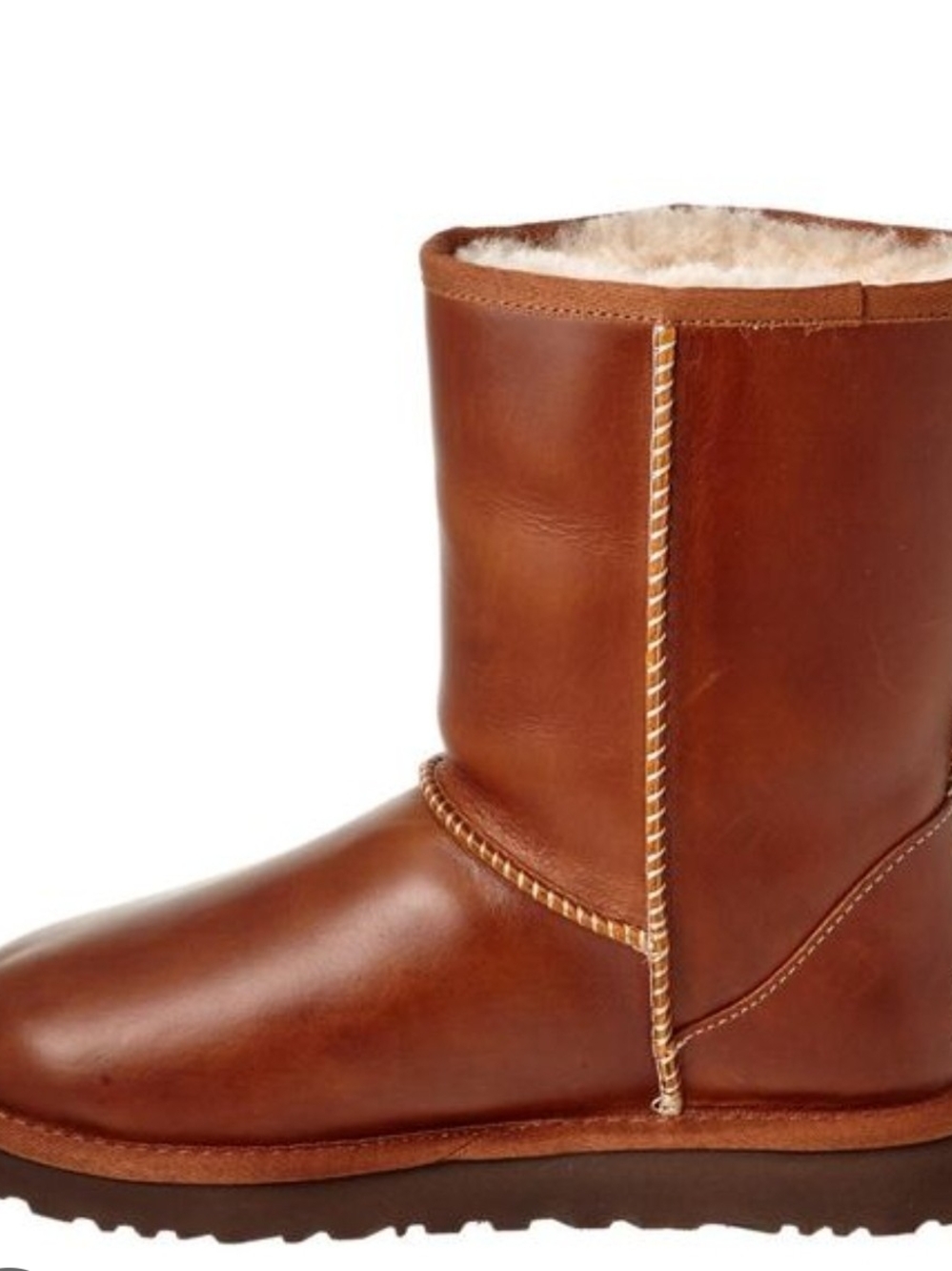 UGG Classic Short Leather boots in a rich brown bomber finish
